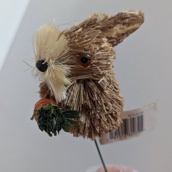 NWT Cute Sisal Bunny Rabbit w Carrot Plant Pick Fall Home Decor Michaels Ashland - Picture 2 of 7
